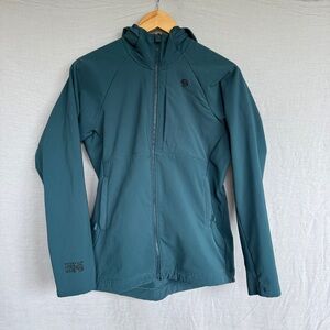Mountain Hardwear Teal Softshell Fleece Lined Hooded Jacket